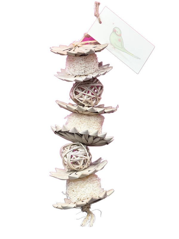 Palm Leaf Stack Hanging Toy - The Palm Leaf Stack is an ideal toy for small to medium-sized parrots, and is perfect for hiding treats in to encourage natural foraging behavior by Little Dinos Natural