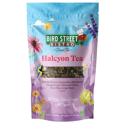 HALCYON TEA - PARROT TEA 100% Organic, human grade healing herbs.