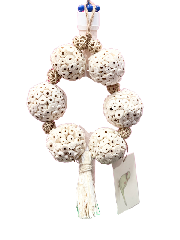 Adorable Sola Wreath - small and medium bird toy, natural sola wood toy by Little Dinos Natural Bird Toys