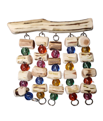 Small Manzanita Cage Rain Toy with mounting stainless steel hardware ready to hang. Made in the USA