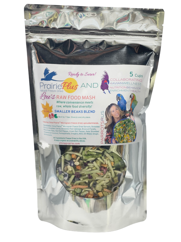 NEW! Parrotsrus Freeze Dried Weekly Raw Food Mash - Smaller Beak Blend - SUMMER BLEND. You have asked me for years to offer my weekly raw food mash to buy, I am excited to say here it is!!!