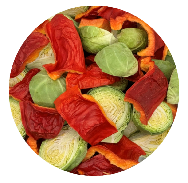 Freeze Dried Brussels &amp; Red Peppers for all Parrots by myParrotopia®