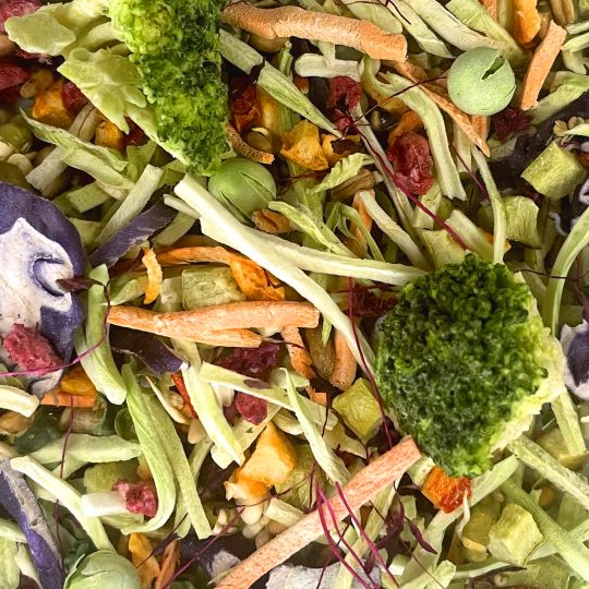 Freeze Dried Parrotsrus Raw Food Mash-Smaller Beaks SUMMER BLEND (1 cup) -- New TRY ME Size!!