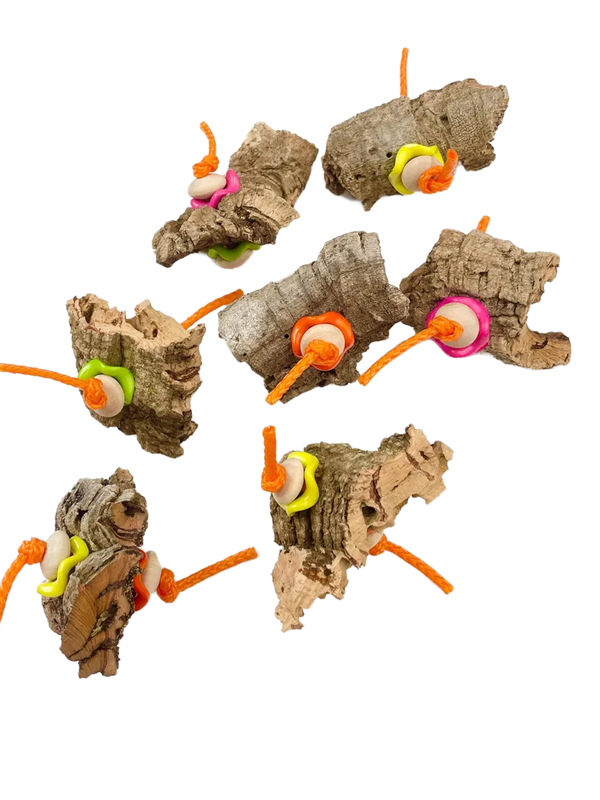Corkie Pops Natural Virgin Cork Foot Toy for Small Birds by Pirate's Beak