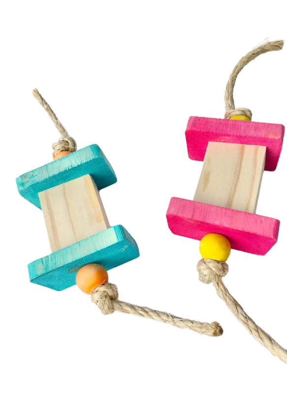 Ropey Chomper 2 Pack Foot Toys for Medium and Large Birds by Pirate's Beak