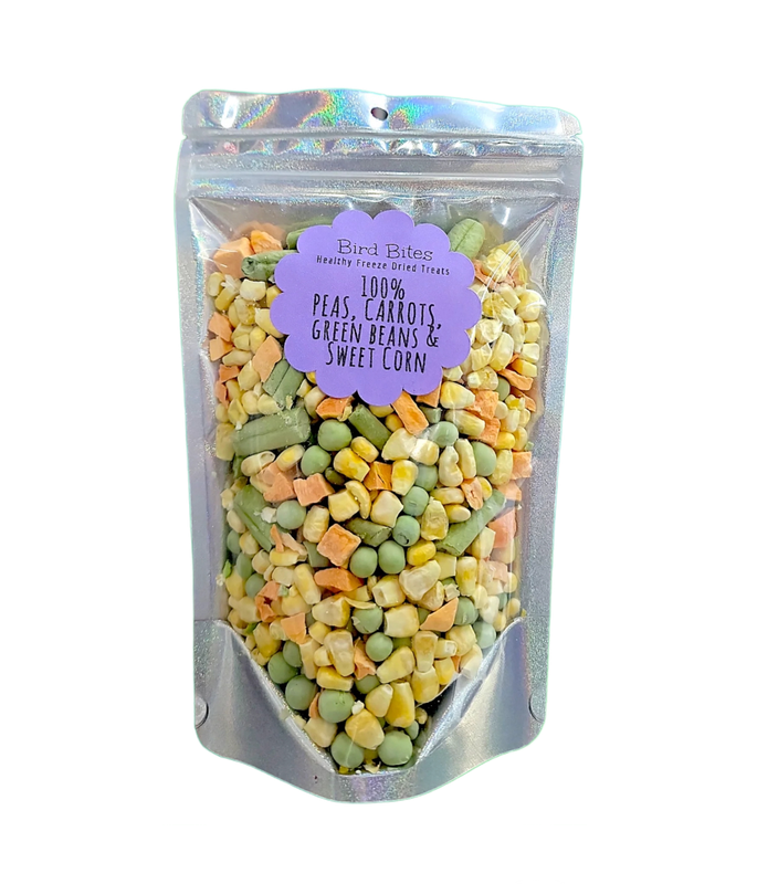 100% Freeze Dried Peas, Carrots, Green Beans, Sweet Corn &amp; Lima Beans by Bird Bites Generous 1.5 Cup