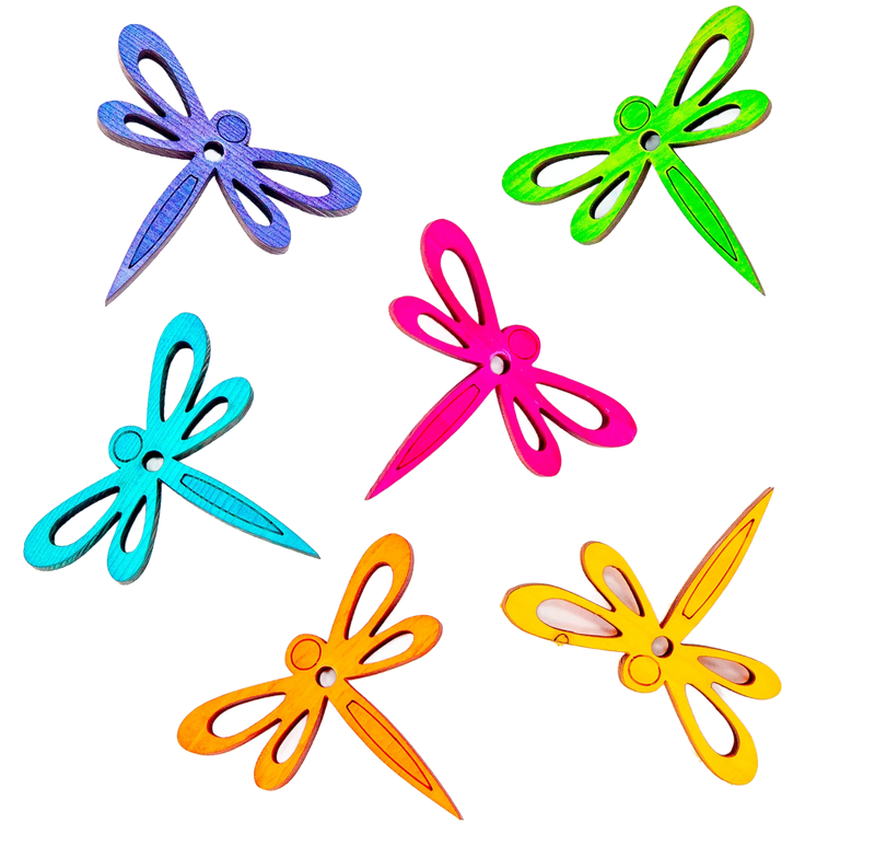 Colorful Pine Wood Dragonflies Bird Toy Parts Set of 6 by The Best Bird Toys