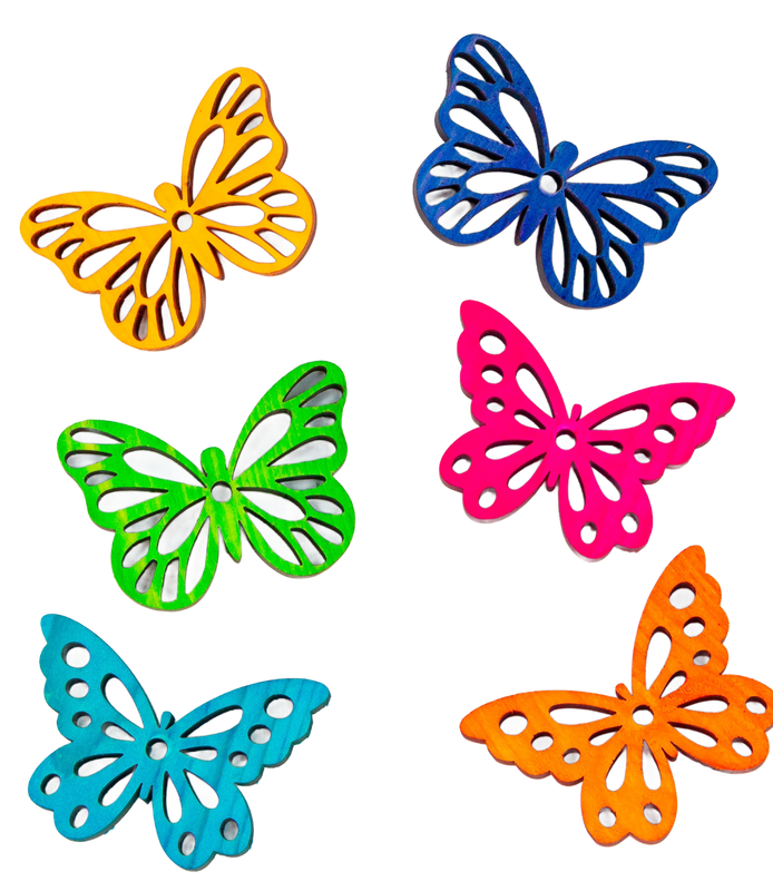 Colorful Pine Wood Butterflies Bird Toy Parts Set of 6 by The Best Bird Toys