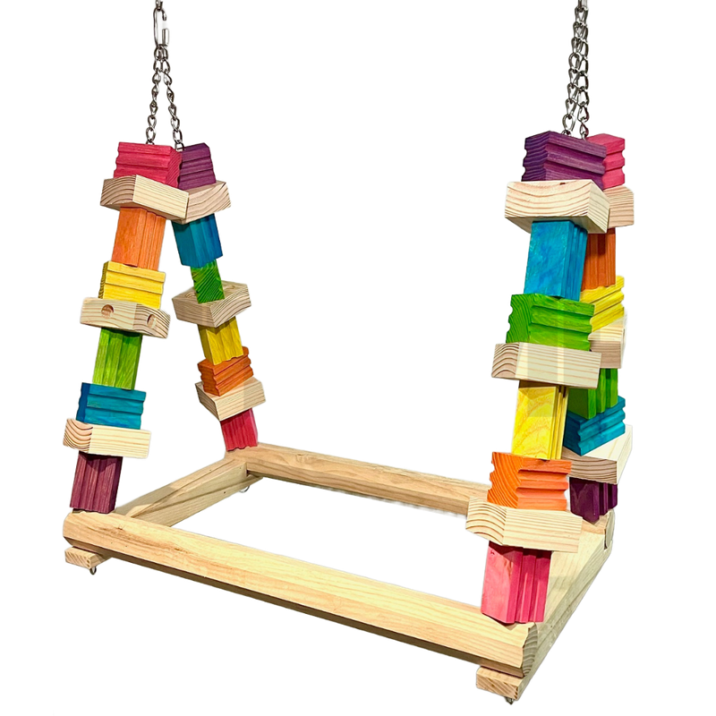 The Okalani Hyacinth Groove Foraging Refillable Swing - for Extra Large Birds by Bite Me Birdie