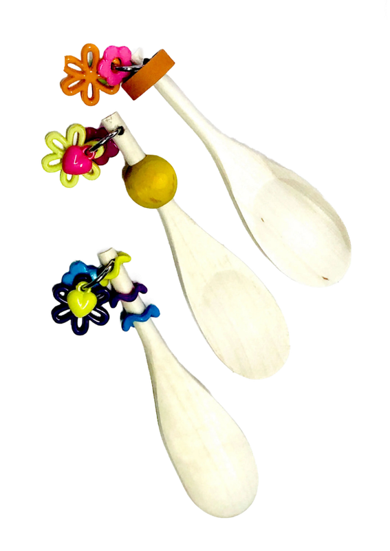 Wood Spoon Bird Foot Toy by PDS Parrot Toys