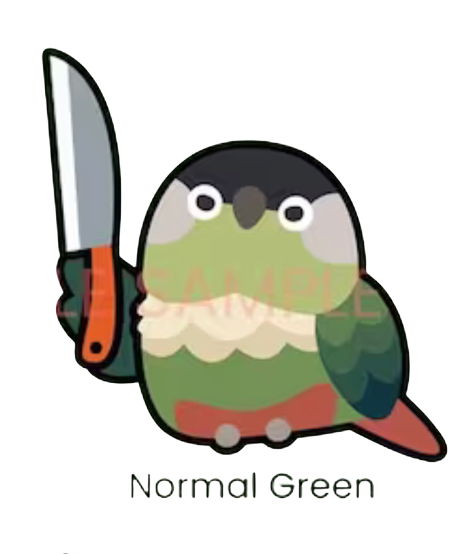 Stabby Green Cheek Conure Vinyl Sticker