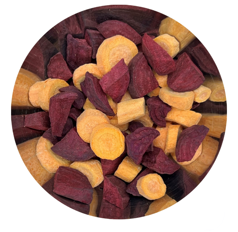 Freeze Dried Beets and Carrots for all Parrots by myParrotopia®