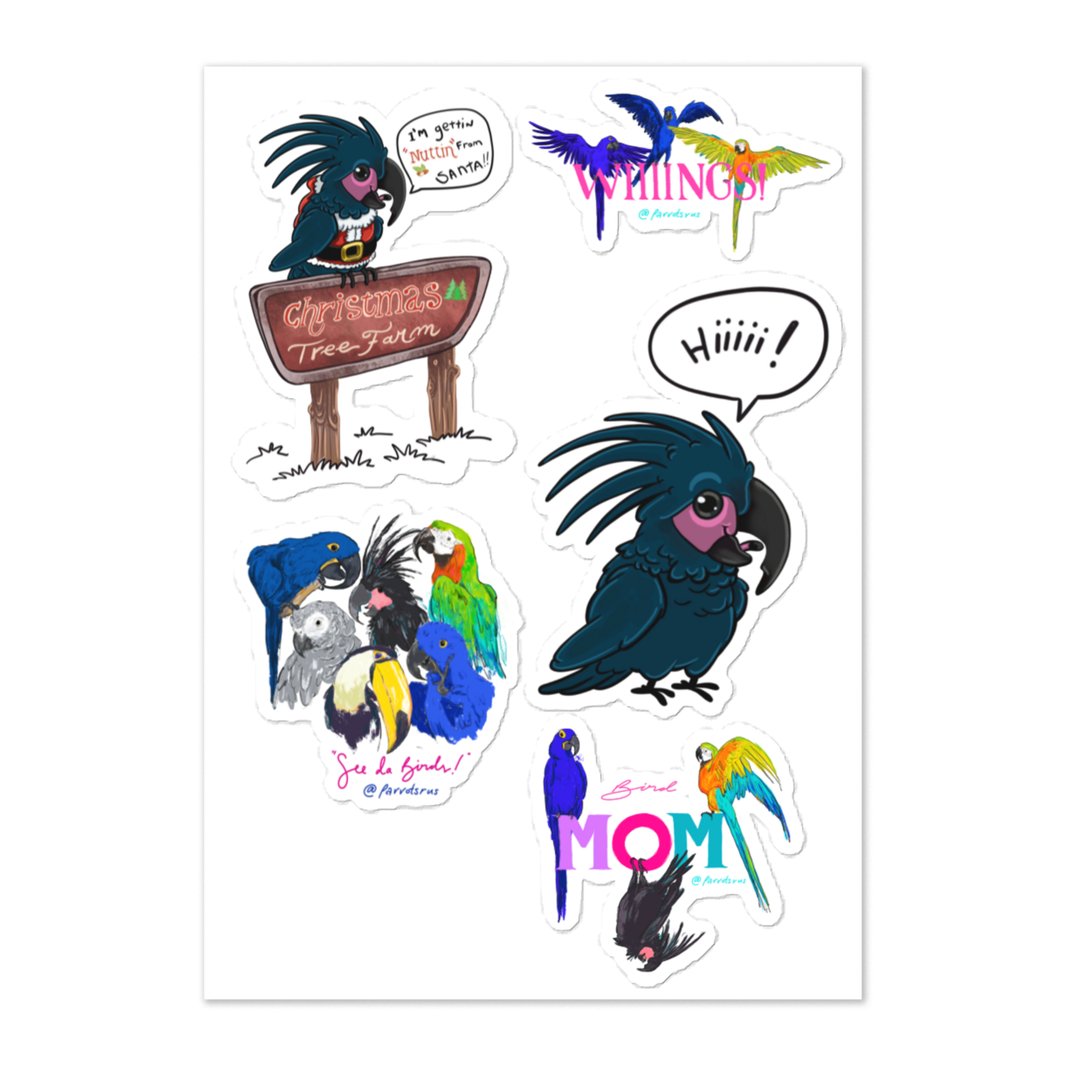 Maui &amp; the Parrotsrus Flock Large Sticker sheet