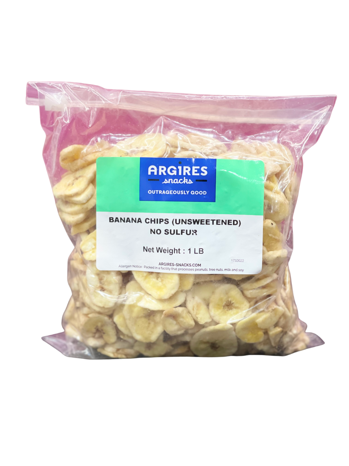 16 oz unsweetened Banana Chips (sulfur free) by Argires Snacks