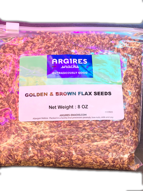 All Natural Golden &amp; Brown Flax Seed Mix by Argires Snacks 8oz