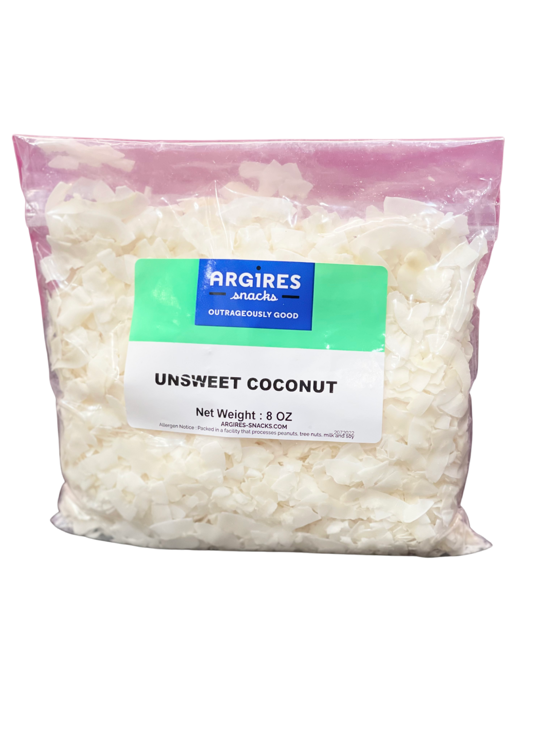8 oz unsweetened shredded coconut - Sulfur Free by Argires Snacks
