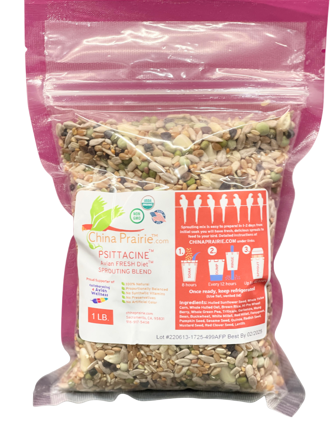 1 Lb Psittacine Sprouting Blend from China Prairie