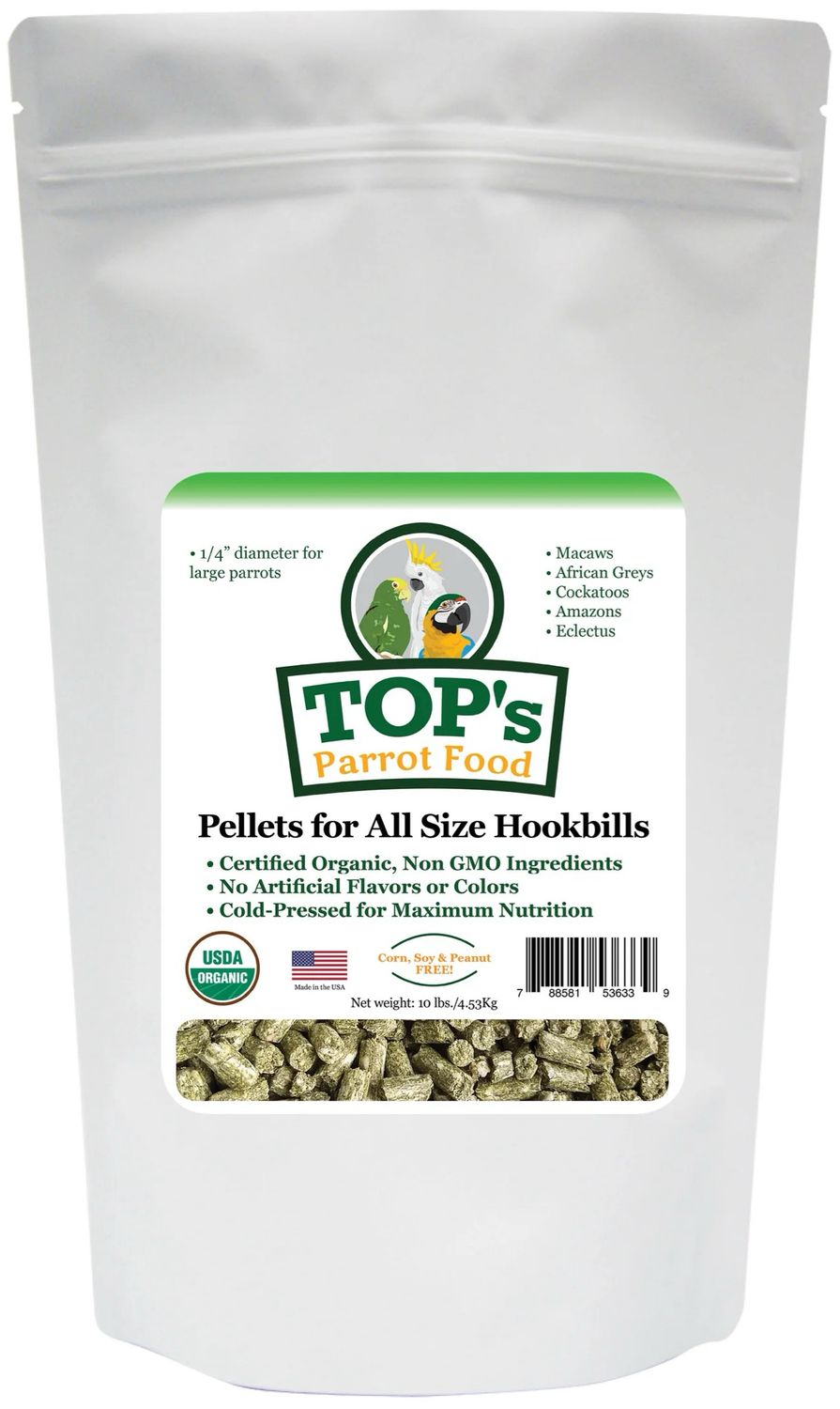 Tops Parrots Food Pellets Regular / Large Size 10Lbs