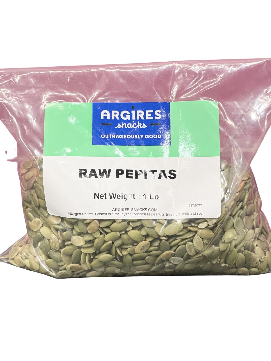 1 Lb Shelled Pepitas Raw (Shelled Pumpkin Seeds) by Argires Snacks