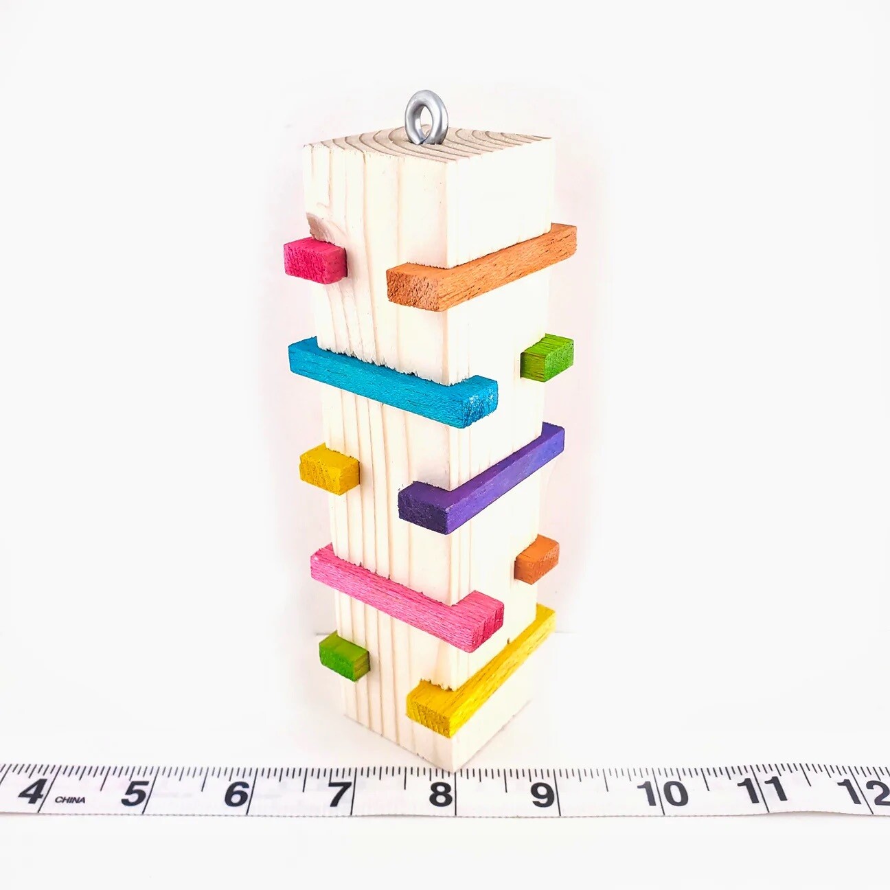 Rainbow Tower of Balsa Hanging Toy by Cheep Thrills (tiny to medium birds)
