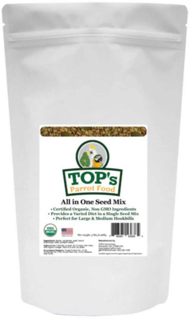 Tops Parrots Food 5 Lb USDA Organic All in One Seed Mix