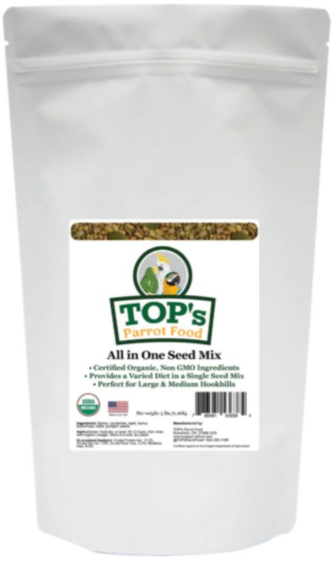 Tops Parrots Food 5 Lb USDA Organic All in One Seed Mix
