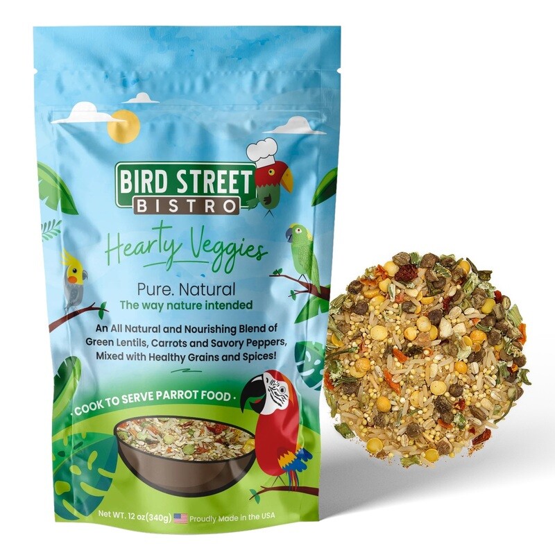 Hearty Veggies - Bird Street Bistro - A balanced and healthy blend of nutritious grains, all natural vegetables and delicious fruits, seasoned with healthy spices! - 12 oz