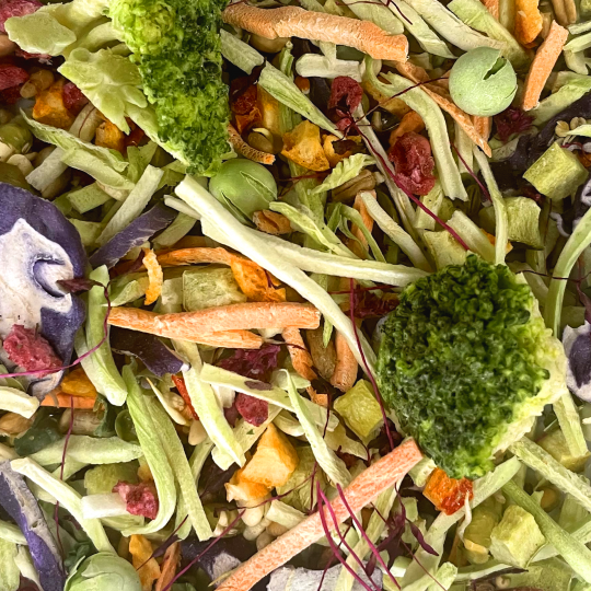 Freeze Dried Parrotsrus Raw Food Mash-Smaller Beaks SUMMER BLEND (1 cup) -- New TRY ME Size!!