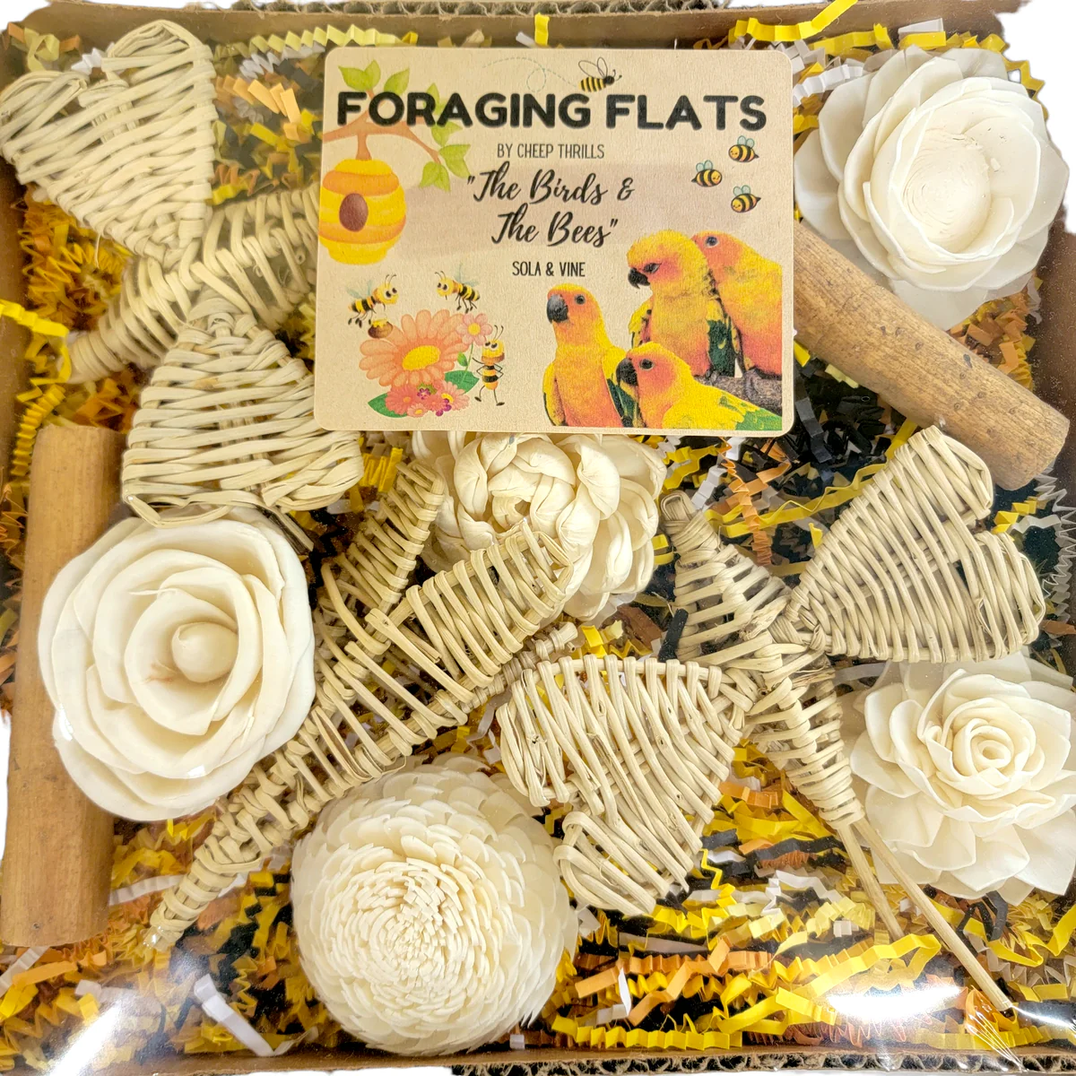 NEW! Birds &amp; the Bees Foraging Flat by Cheep Thrills Bird Toys