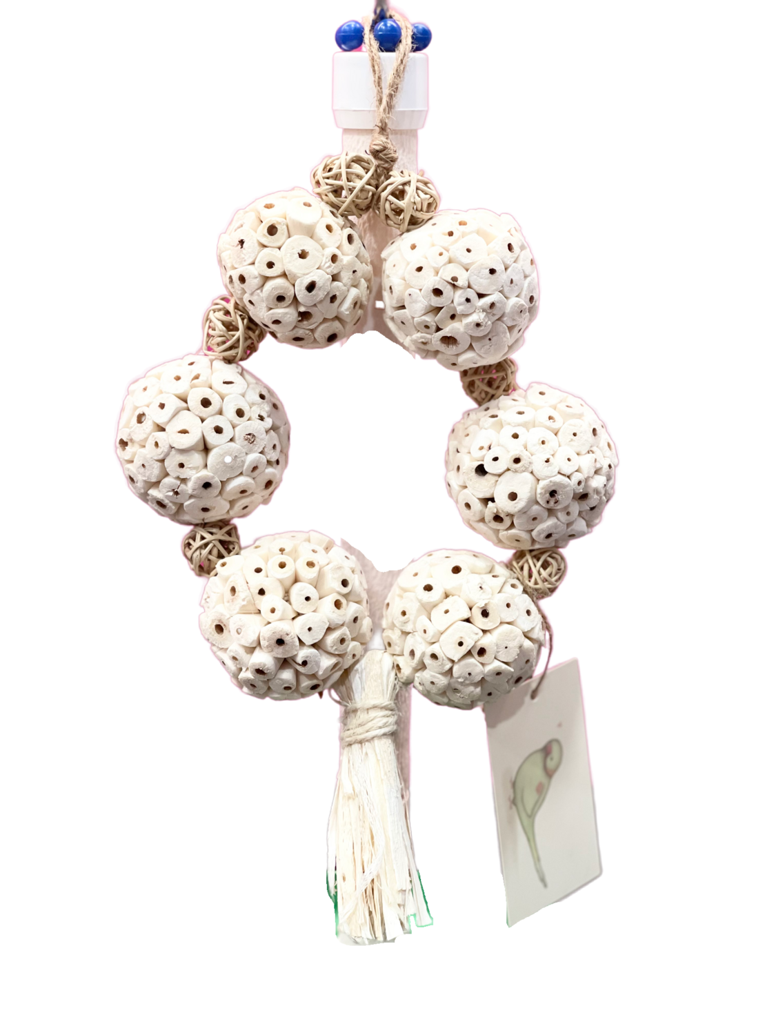 Adorable Sola Wreath - small and medium bird toy, natural sola wood toy by Little Dinos Natural Bird Toys