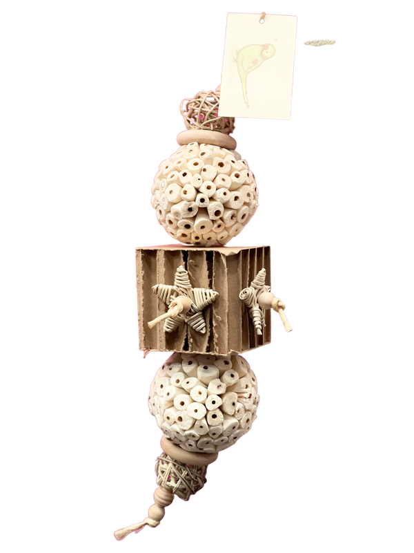 Shooting Star - medium/large bird toy, natural parrot toy, sola wood toy by Little Dinos Natural Bird Toys