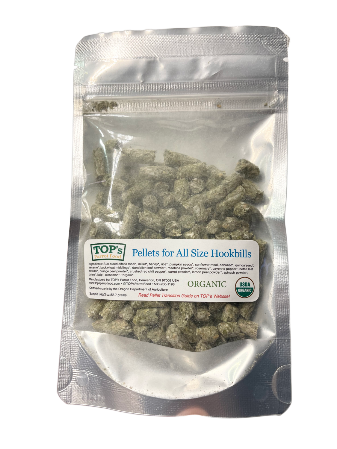 Trial Size Tops Parrots Food Regular / Large Sized Pellets - 2oz