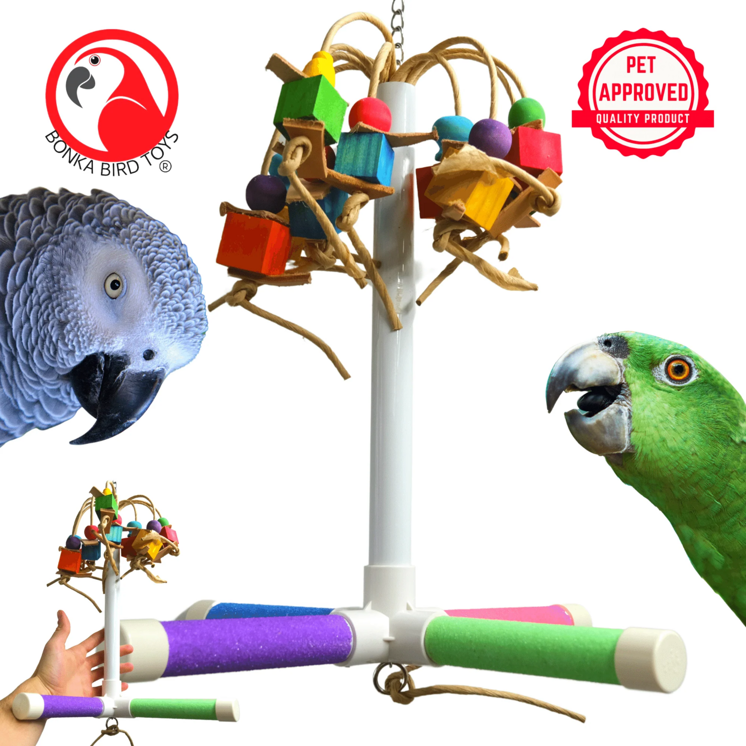 Quad PVC Hanging Pedicure Perch &amp; Play  - Medium