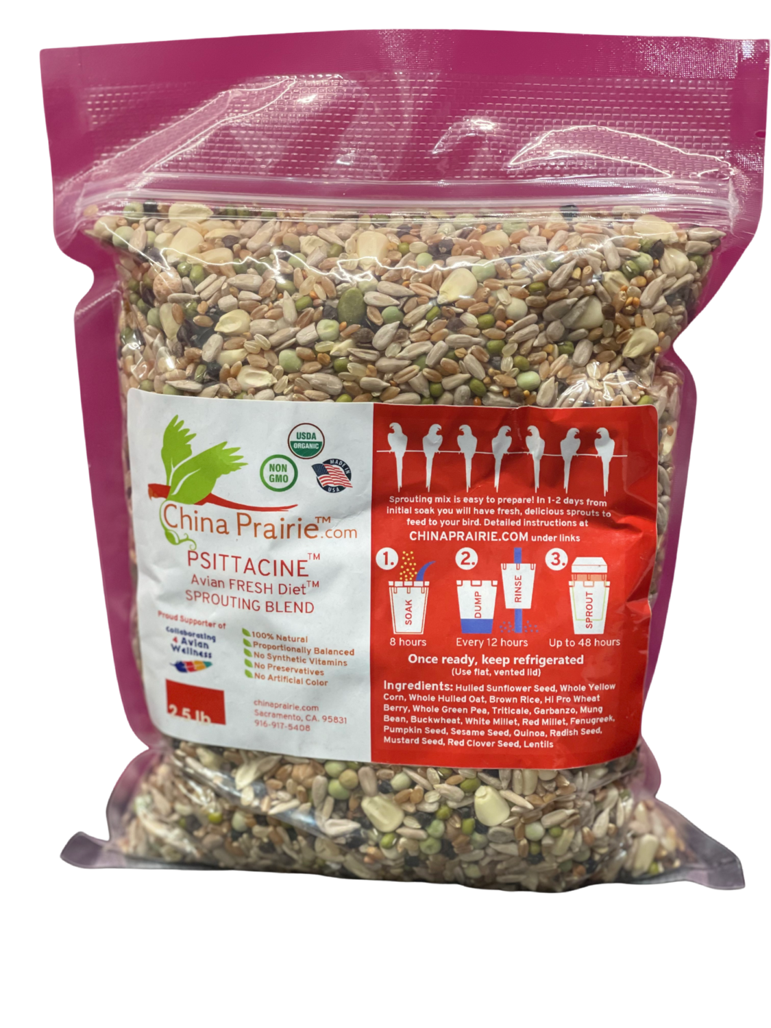 2.5 Lb Psittacine Sprouting Blend from China Prairie