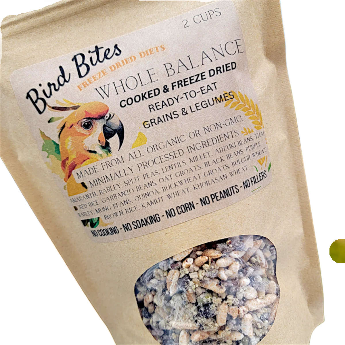 NEW! Whole Balance by Bird Bites - Cooked &amp; Freeze Dried Grains &amp; Legumes - 2 Cups by Bird Bites