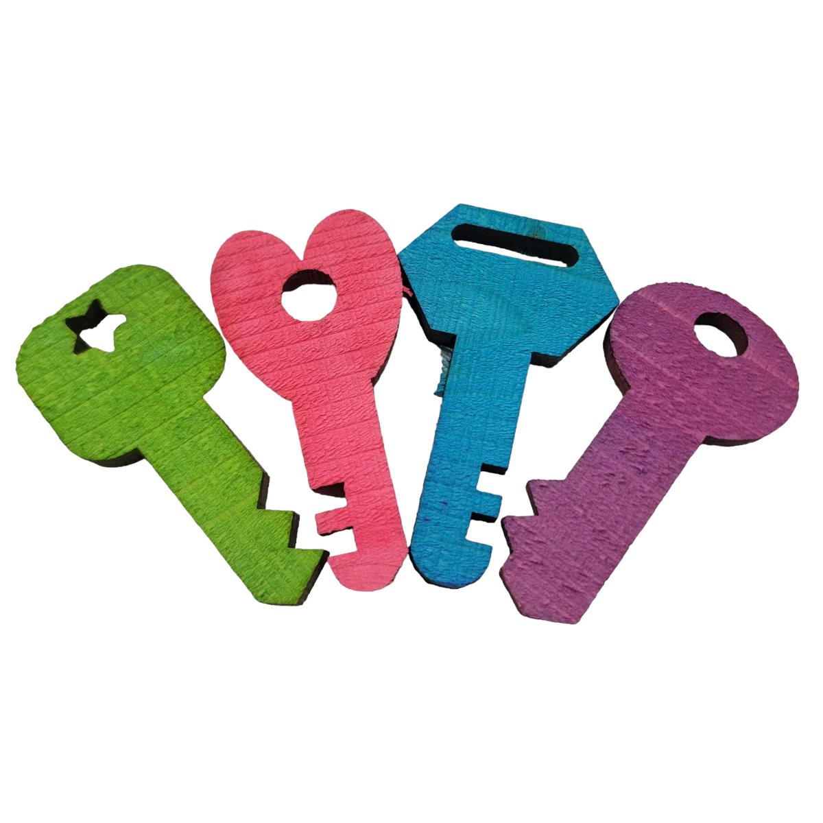 Colorful 3" Pine Wood Keys - 10 Pack