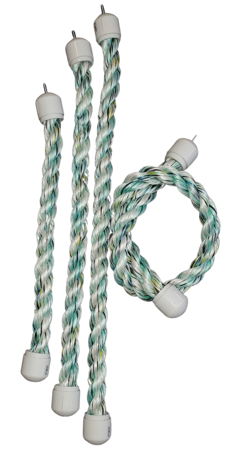1.5 Inch Diameter Polypropylene Rope Perch with Dual End Nut and Bolt  - Multi Color 96" Length