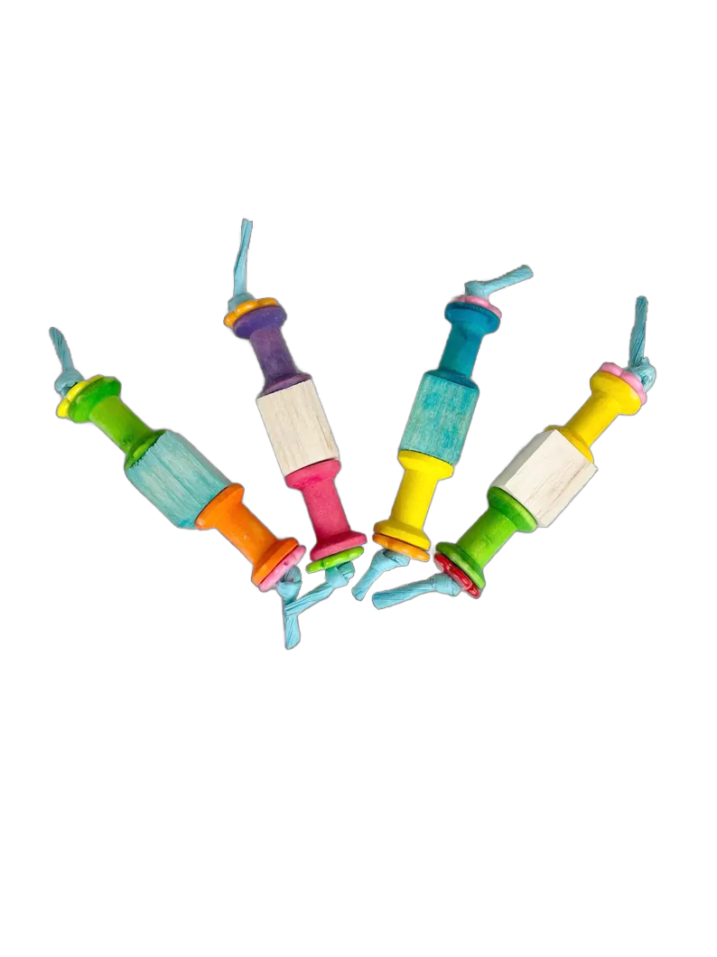 Set of 2 Twirlin Spool Fun Foot Toy Small &amp; some Medium Birds by Pirate's Beak