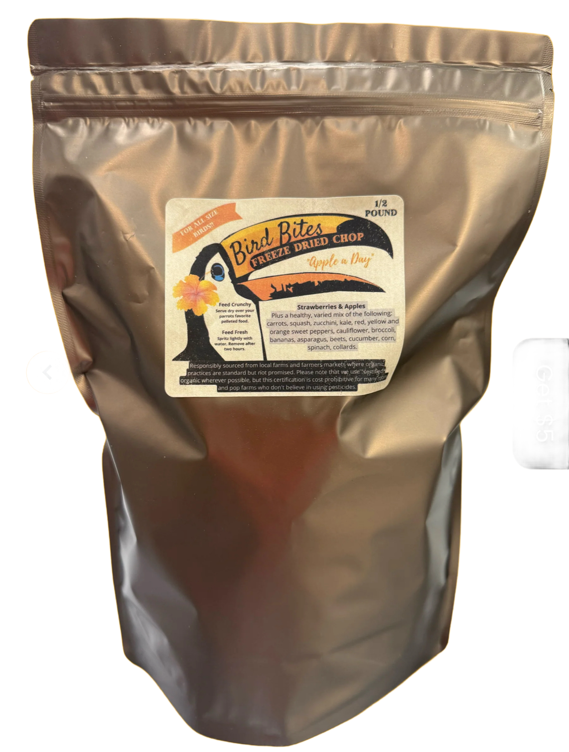 BULK Bag Bird Bites Freeze Dried Chop - 1/2 Pound - An Apple a Day Blend -- of epic freeze dried chop.