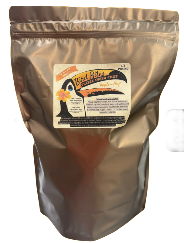 BULK Bag Bird Bites Freeze Dried Chop - 1/2 Pound - An Apple a Day Blend -- of epic freeze dried chop.