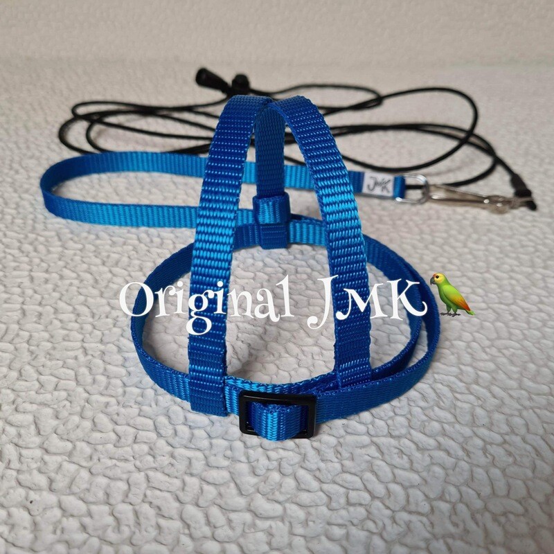 JMK Harness and Leash - Color Blue, Size Small: 190-425 grams: Timneh Grey, Pionus, Galah, Yellow Nape Amazon