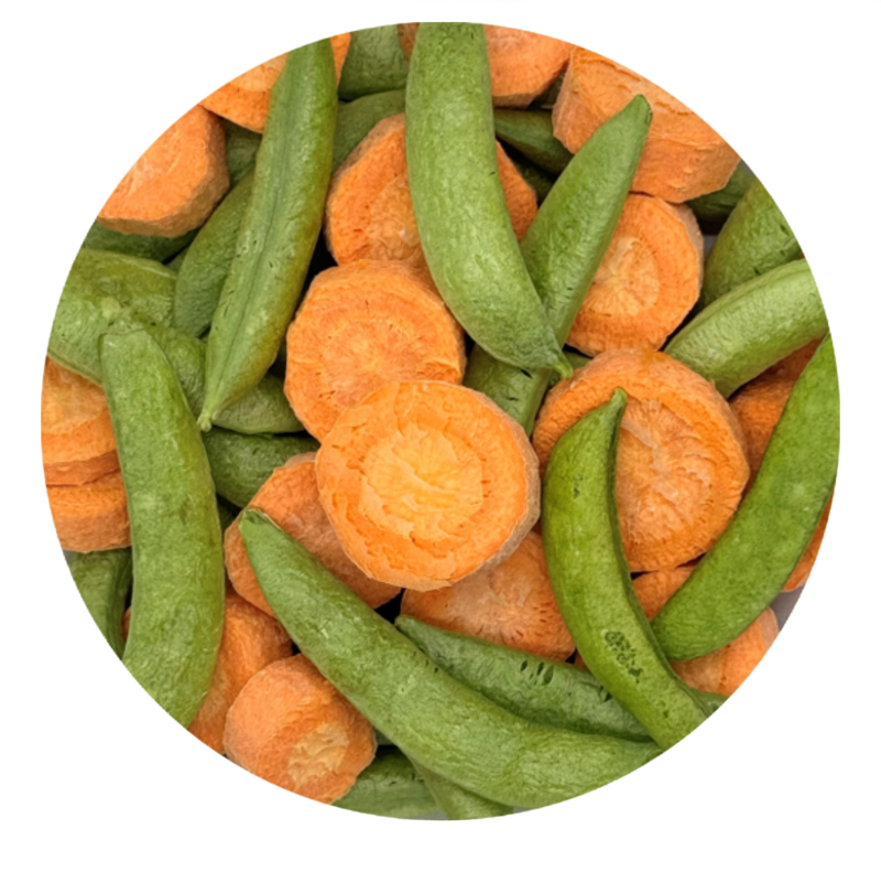 Freeze Dried Peas (Snap Peas) and Carrots for all Parrots by myParrotopia®