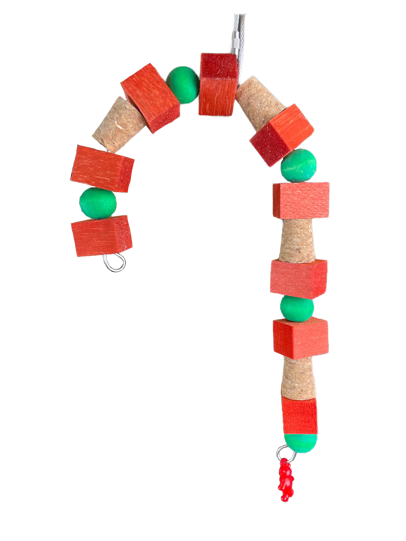 Merry Munch Cane Natural Christmas Toy for Small Birds by Pirate's Beak