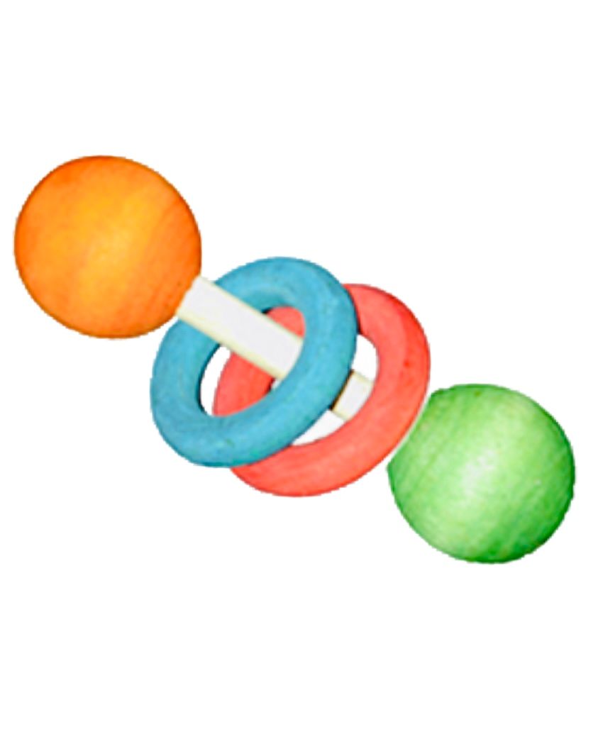 Large Rattle Foot Toy with Wood Rings - by Super Bird Creations
