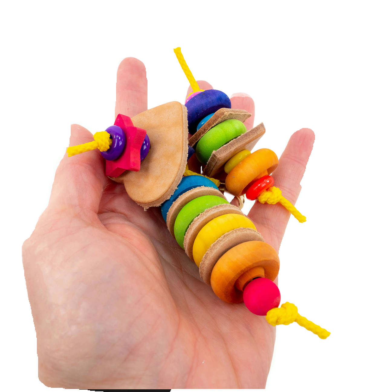 Leather and Wood Foot Toy Combo Value Pack of 3 for Small and Medium Parrots by The Best Bird Toys