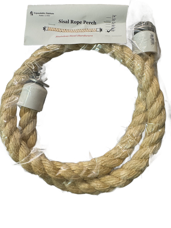 1 Inch Diameter x 48" Length Sisal Rope Perch with Stainless Steel Dual Nut &amp; Bolt ends by Expandable Habitats