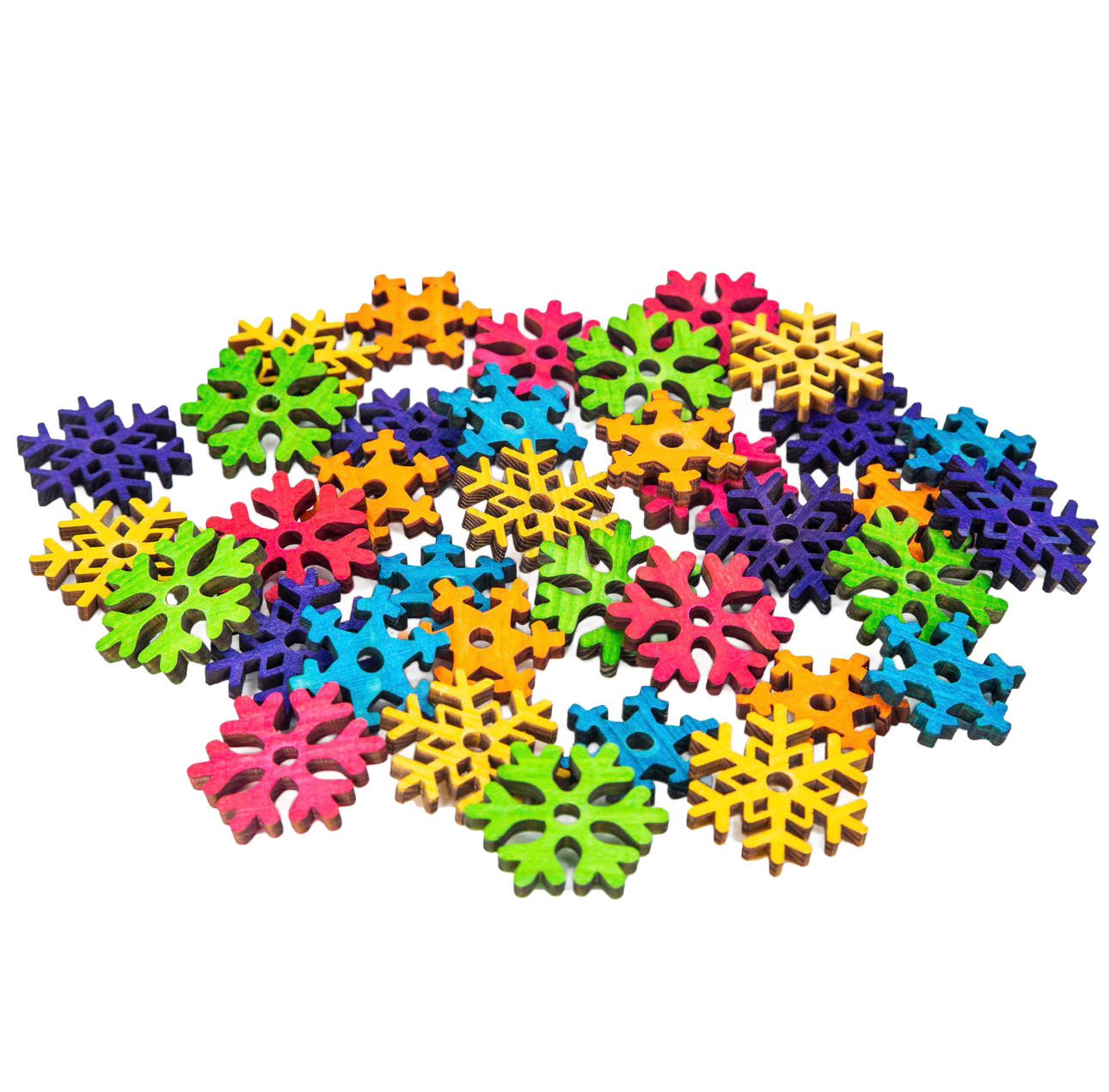 Solid Pine Snowflakes - Colored Bird Toy Parts Set of 10 by The Best Bird Toys