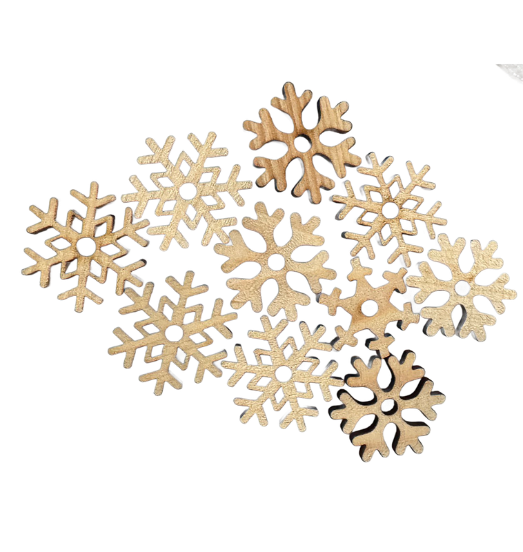 Solid Pine Snowflakes - NATURAL (no color) Bird Toy Parts Set of 10 by The Best Bird Toys