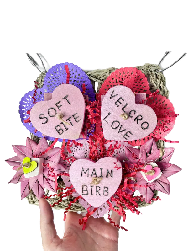 Velcro Love Valentine’s Mat with Balsa for Small to Medium Birds by Pirate's Beak