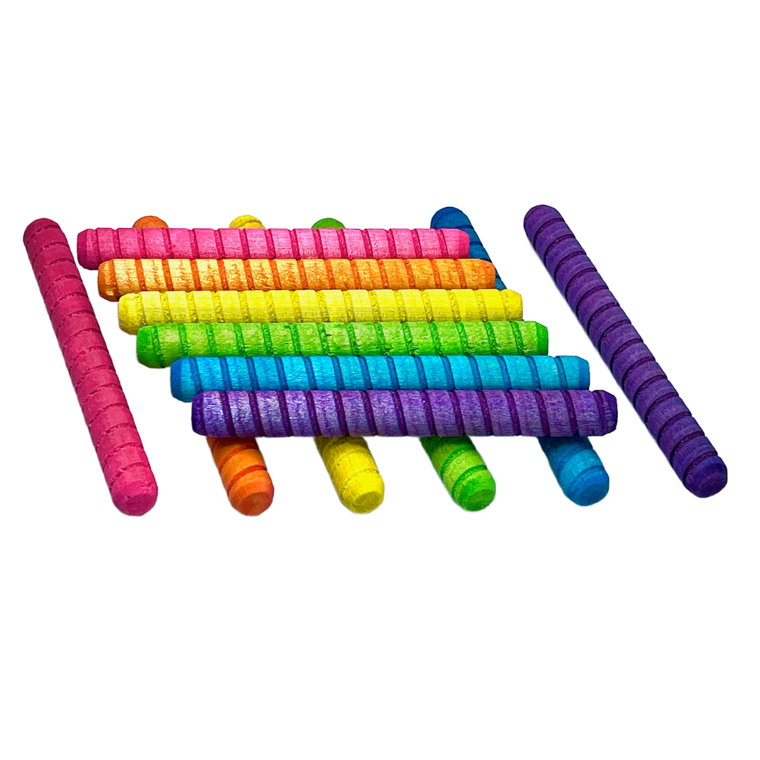 Extra Large Colorful Dowels 12 Pack Foot Toy by Bite Me Birdie